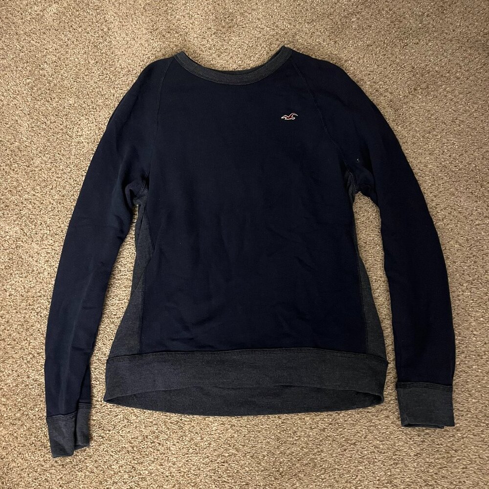Hollister Mens Navy Blue Long Sleeve Crew Neck Knit Sweater Pullover Size M